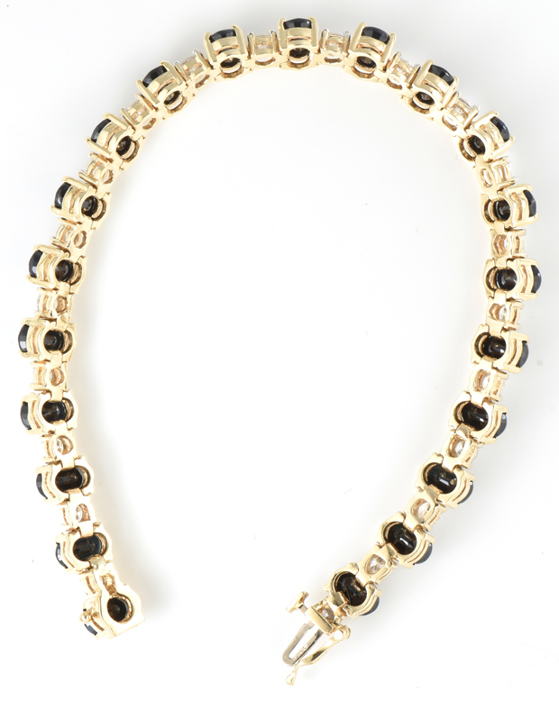 14K Yellow Gold Sapphire and Diamond Bracelet 