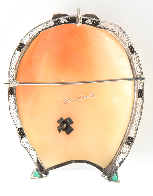 14K White Gold Cameo Pin/Pendant