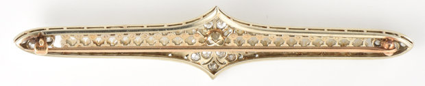 14K Yellow Gold Diamond and Pearl Pin