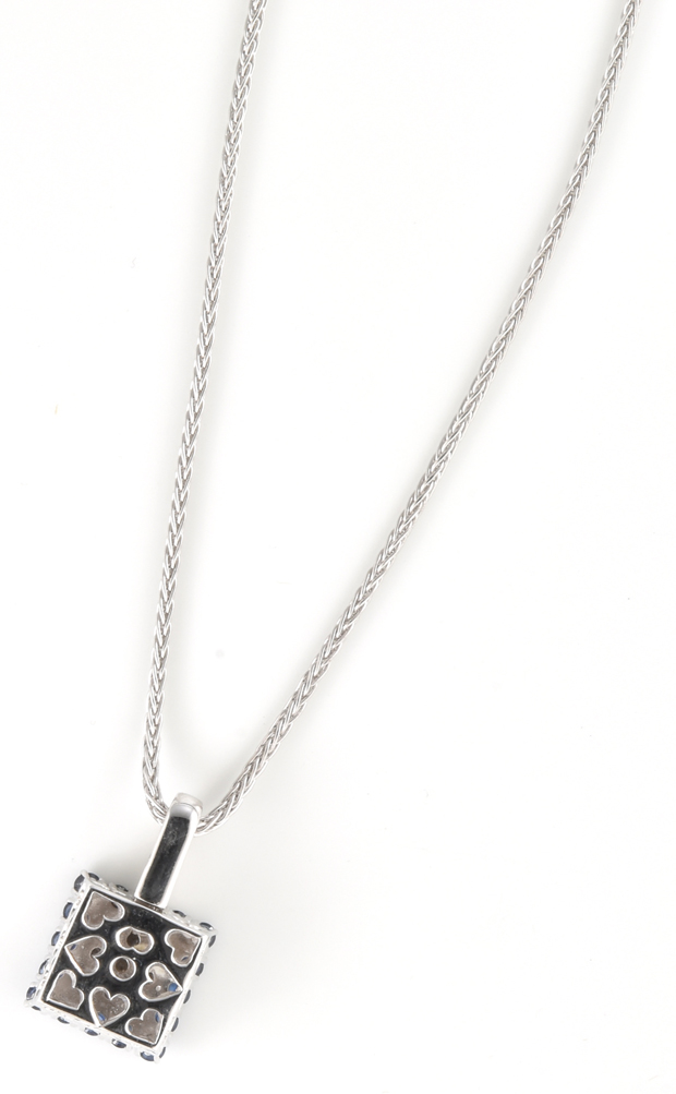 18K White Gold Diamond and Sapphire Necklace