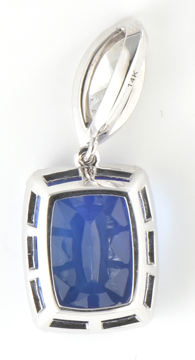 14K White Gold Diamond and Tanzanite Pendant, GIA #1206859598