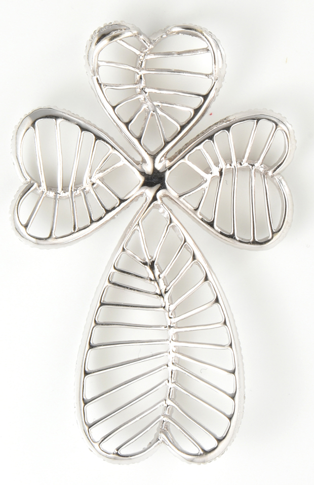 14K White Gold Diamond Cross
