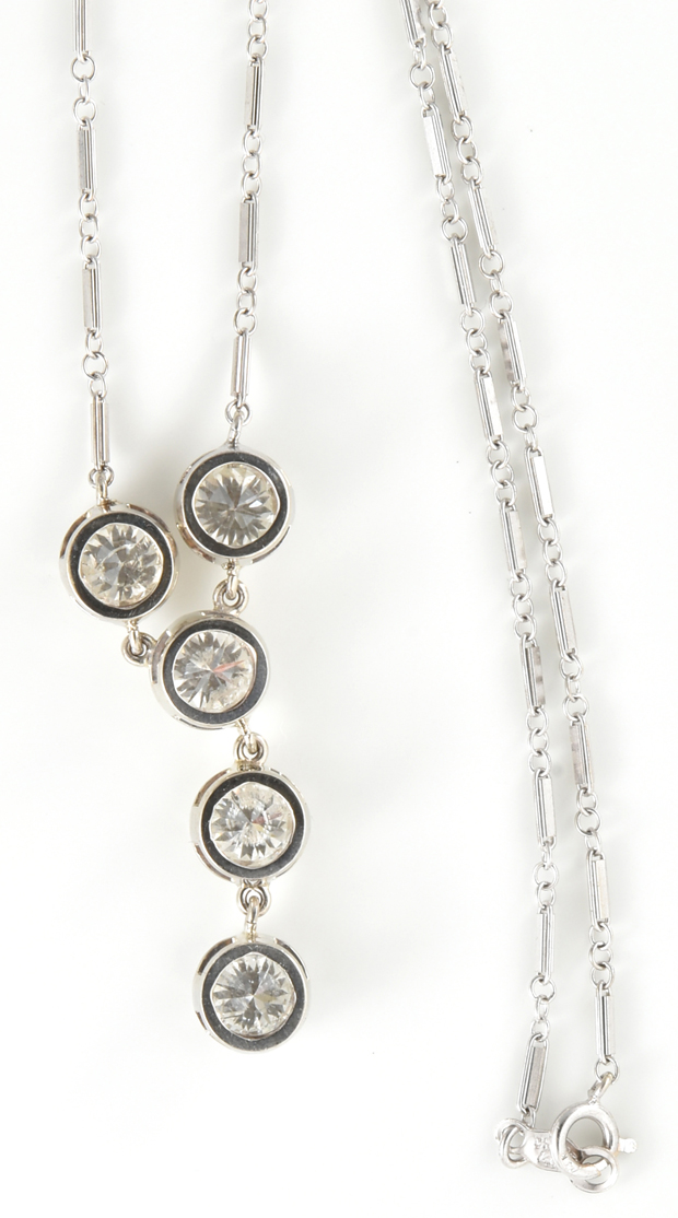 14K White Gold Diamond Necklace