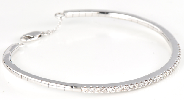 14K White Gold Diamond Bangle