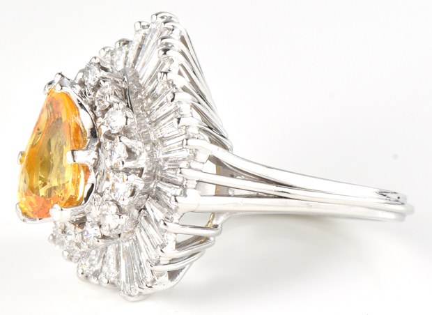 Platinum Diamond and Yellow Sapphire Ring 