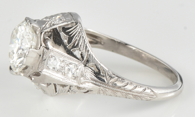 Platinum Diamond Ring with a 1.18 Carat Round Brilliant Diamond, GIA #2215037341