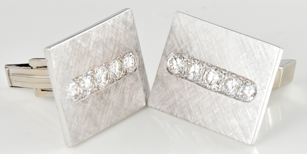 14K White Gold Cuff Links