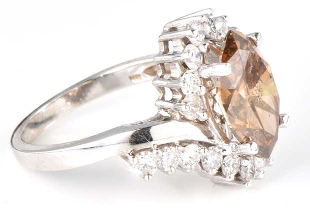 14K White Gold Diamond Ring with a 3.07 Carat Marquise Brilliant, GIA #5201971324