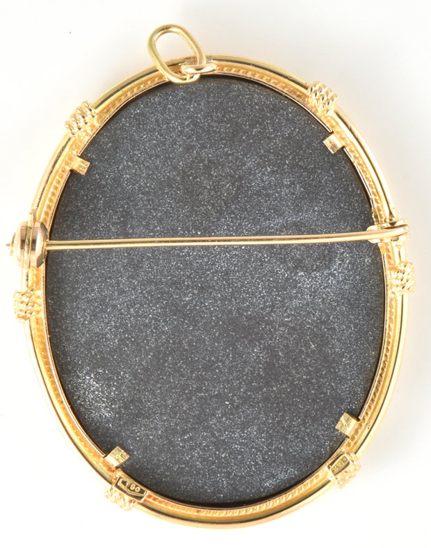 18K Yellow Gold Pietra Dura Pin/Pendant