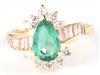 14K Yellow Gold Diamond Ring with a Natural Emerald, GIA #2201924559
