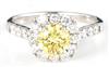 14K White Gold Diamond Ring with a 1.32 Carat Fancy Yellow Round Brilliant Diamond, GIA #12004540