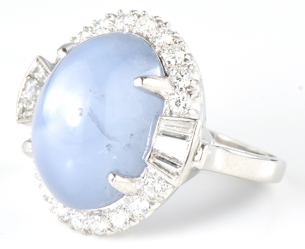 Platinum Diamond and Star Sapphire Ring