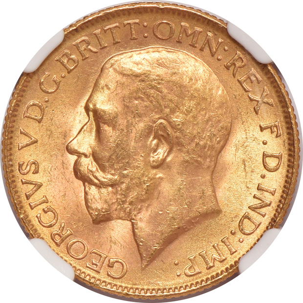 India - Three 1918-I 1 sovereign, all NGC MS-64