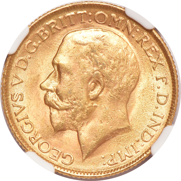 India - Three 1918-I 1 sovereign, all NGC MS-63