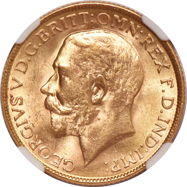 India - Three 1918-I 1 sovereign, all NGC MS-63