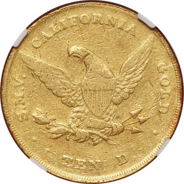 1852 Large Head Wass, Molitor and Co. NGC AU-50