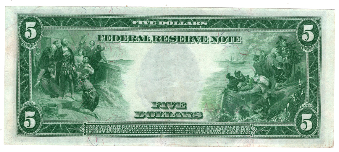 1914 $5 Atlanta Red Seal Fr# 837-B - XF