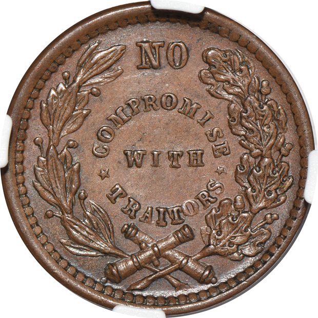 (1861-65) Civil War Token No Compromise with Traitors F-166/432 a NGC MS-65 BN