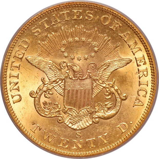 1856-S No Serif, Spiked F S.S. Central America PCGS MS-62