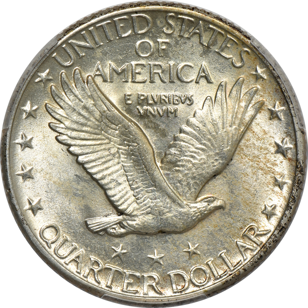 Four Mint State Standing Liberty quarters certified by PCGS