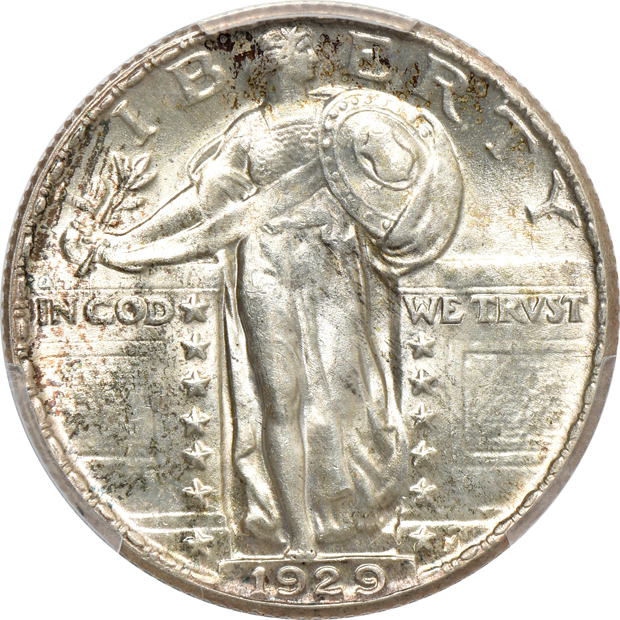 Four Mint State Standing Liberty quarters certified by PCGS