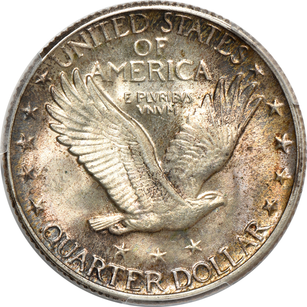 Four Mint State Standing Liberty quarters certified by PCGS