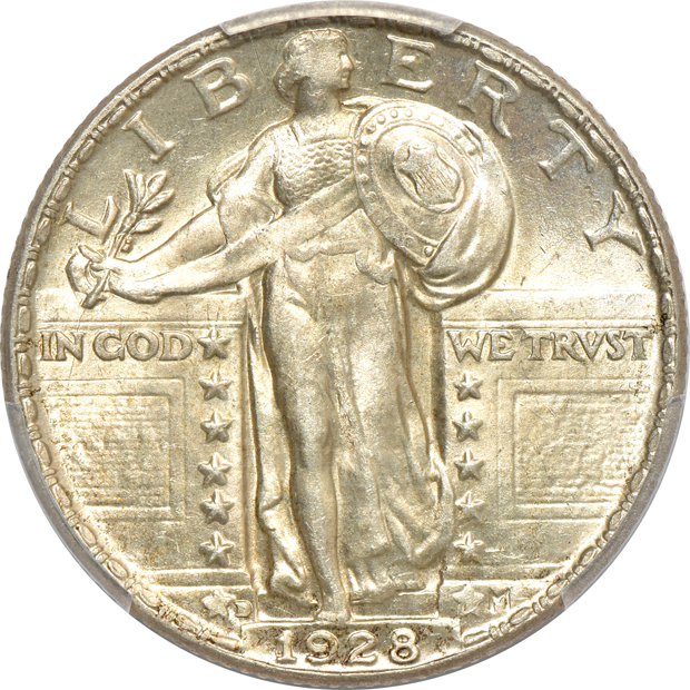 Four Mint State Standing Liberty quarters certified by PCGS