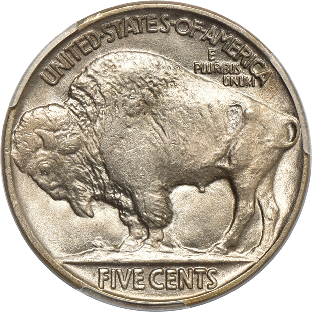 Four Mint State Buffalo nickels certified by PCGS and approved by CAC