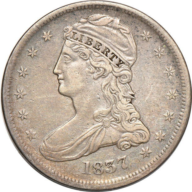 Eight different capped-bust half-dollars, VF