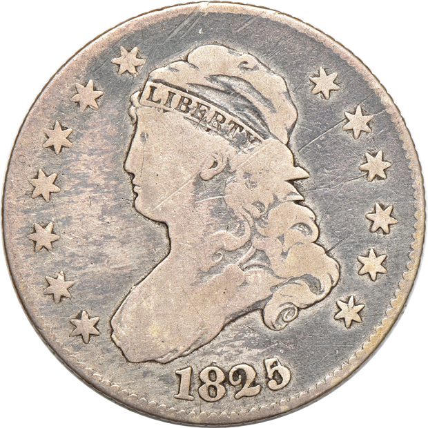 Three large-sized and three small-sized bust quarters