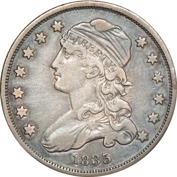 Three large-sized and three small-sized bust quarters