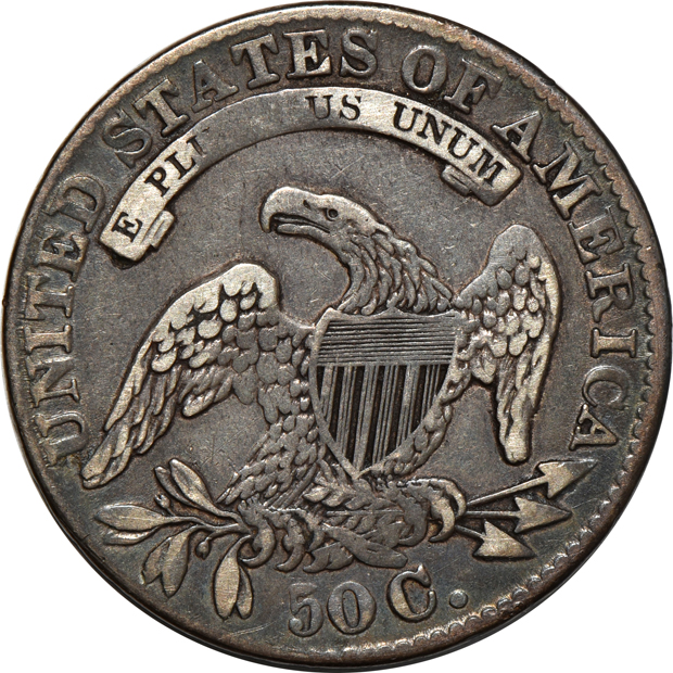1818 quarter, plus an 1833 and an 1834 half-dollar, all VF