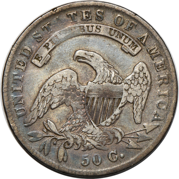 1818 quarter, plus an 1833 and an 1834 half-dollar, all VF