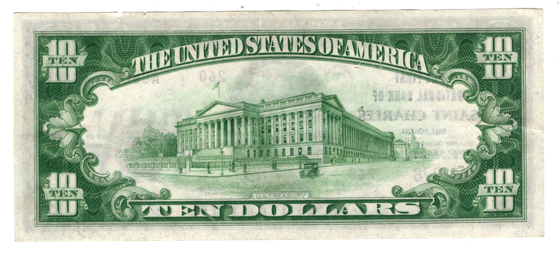 1929 $10 Type 2 - Saint Charles, MO Charter #260 - XF