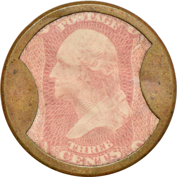Pair of encased postage stamps