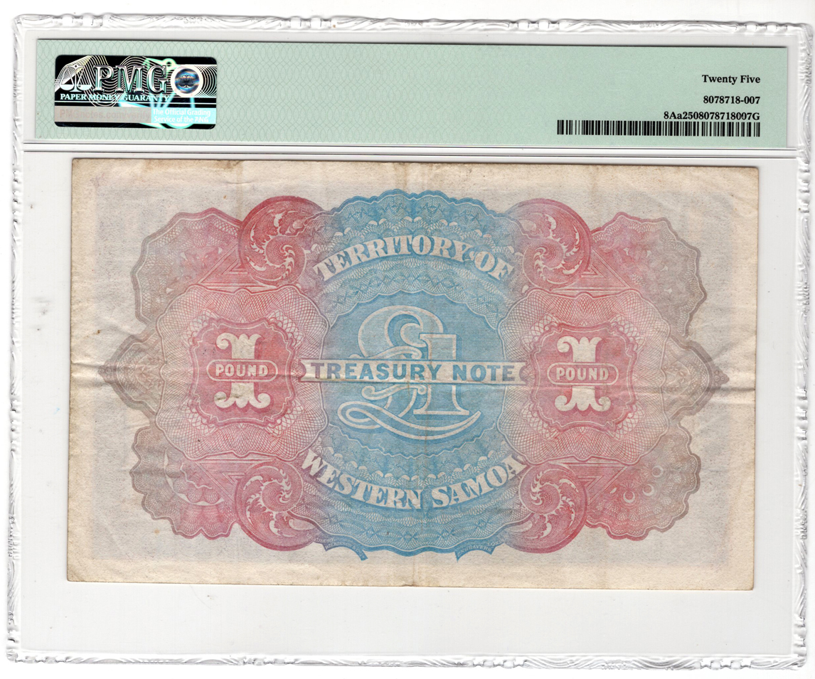 Western Samoa - New Zealand Administration - 1848-58 1 pound PMG VF-25