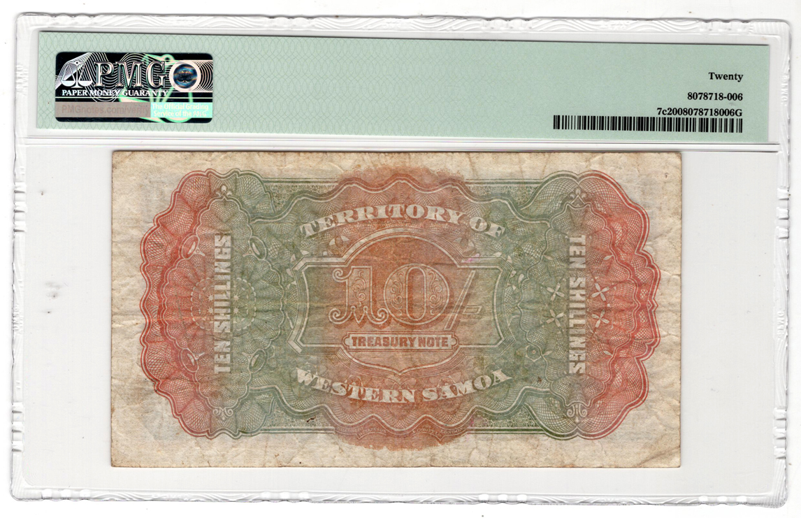 Western Samoa - New Zealand Administration - 1951-59 10/- shillings PMG VF-20