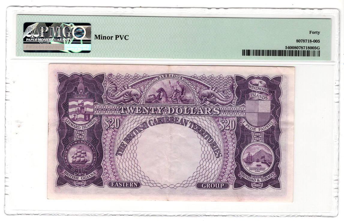 British Caribbean Territories - 1950-51 $20 PMG XF-40/minor PVC
