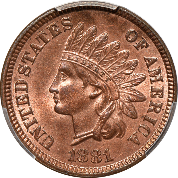 1879 MS-63RB, 1881 MS-64RB, and an 1888 MS-64BN, all PCGS