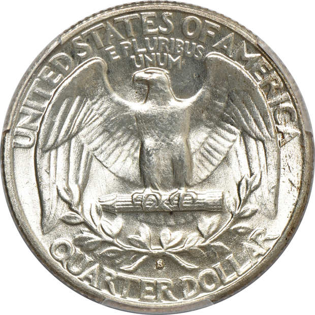 1935-S MS-65, 1935-S MS-65 CAC, and a 1938-S MS-65, all PCGS