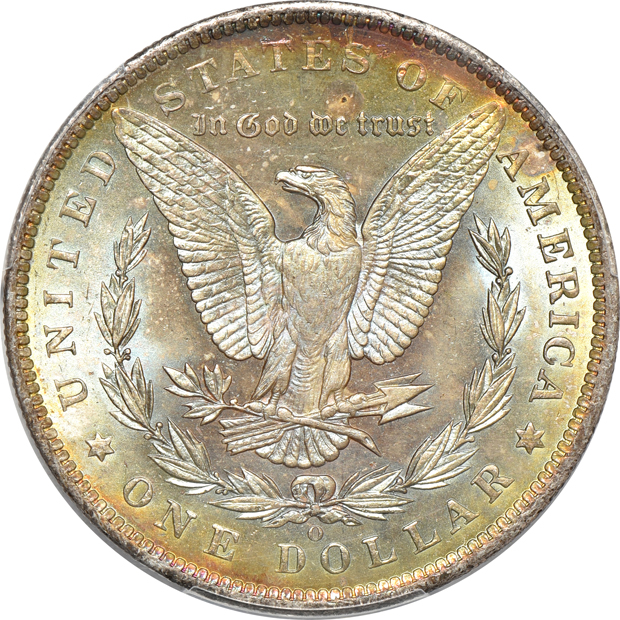 1885-O MS-65, and an 1885-O MS-65+, both PCGS CAC