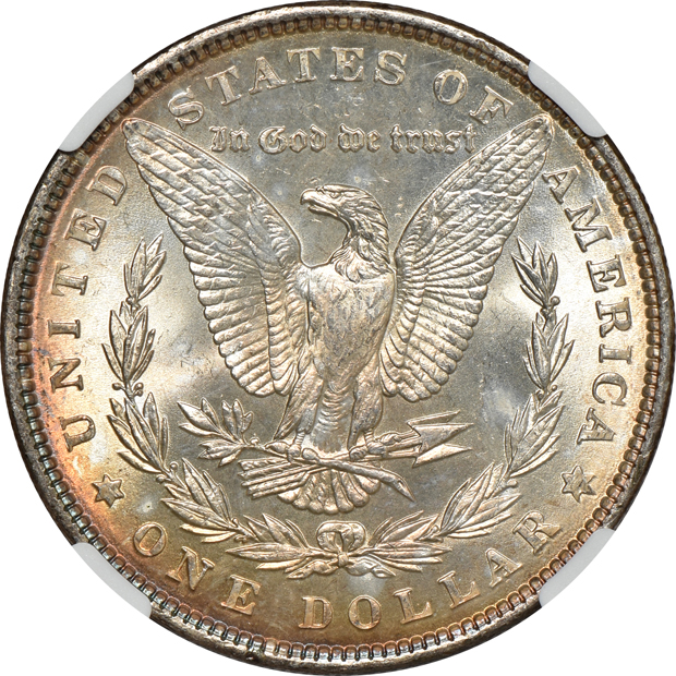 1883-O MS-64, 1886 MS-65, and an 1887 MS-64, all NGC CAC