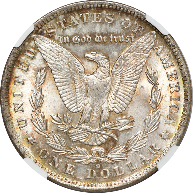 1883-O MS-64, 1886 MS-65, and an 1887 MS-64, all NGC CAC