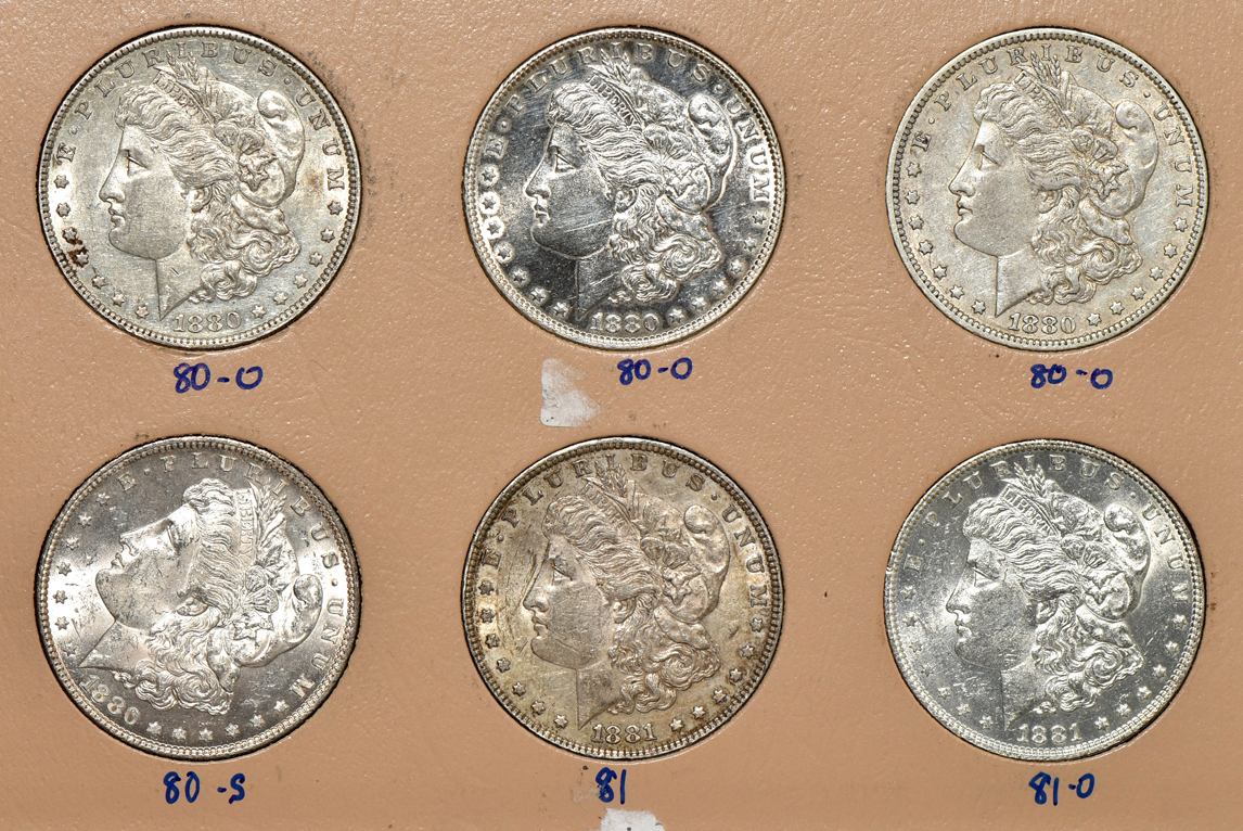 Dansco album with fifty-four silver dollars