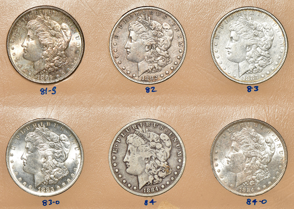 Dansco album with fifty-four silver dollars