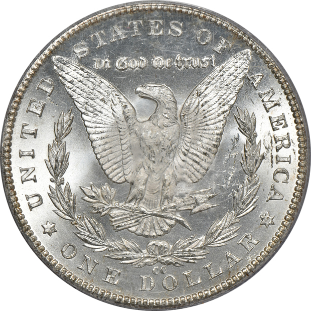 1884-CC PCGS MS-65, and an 1885-CC ICG MS-63