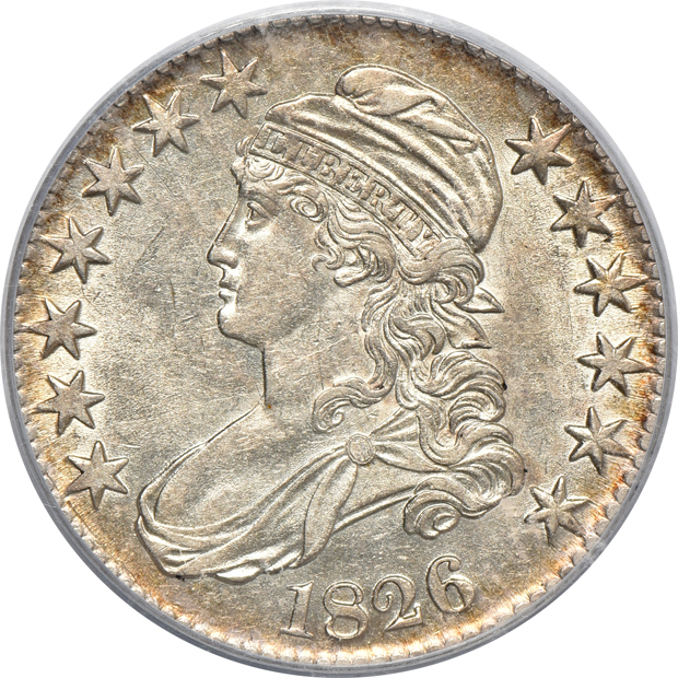 1826 half dollar AU-53, and an 1843 Seated dollar XF-45, both PCGS