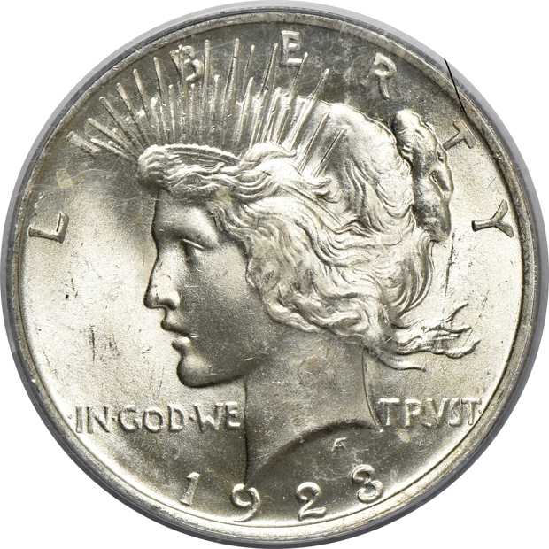 Six silver dollars, all certified