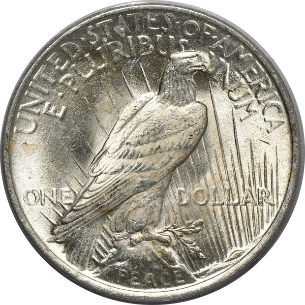 Six silver dollars, all certified