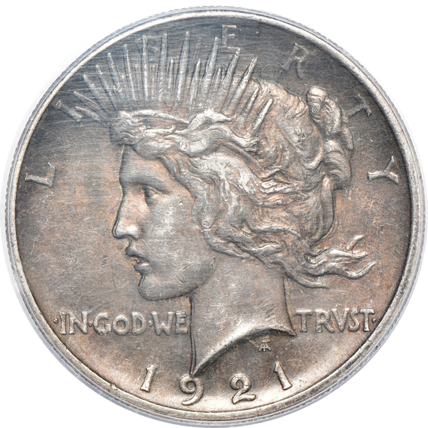1878-S Trade dollar XF-45, and a 1921 Peace dollar AU-55, both PCGS